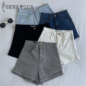 Genayooa shorts jeans skinny shorts jeans de cintura alta sólida Mulheres verão 2020 algodão coreano Branco branco sexy shorts sexy mulheres lj200815