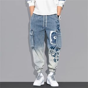 Streetwear Hip Hop Cargo Pants Men's Jeans Casual Elastic Harun Joggers på höst- och våren Mänkläder 220712