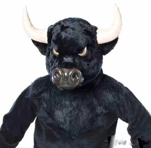 Profesjonalny fabryka Halloween Black Bull Mascot Costumes Carnival Adult Fursuit Sukienka