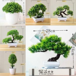 Decorative Flowers & Wreaths Green Artificial Plants Bonsai Small Tree Grass Flower Potted Halloween Wedding Christmas Party Home Office Dec