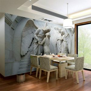 3D Gri Kabartmalı Klasik Melekler Fotoğraf Duvarları Modern Soyut Sanat Mural Papel De Parede 3D Duvar Kağıtları Ev Dekorasyonu