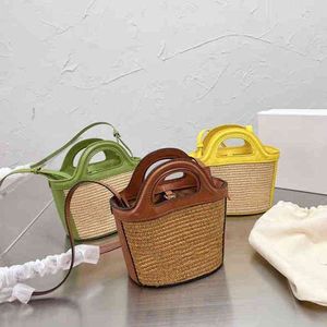 TOTES Rattan Straw Bucket Bag Beach Women Luxury Designer Brand Crossbody Handbags Lady Leave Basket Basket Counter 220416