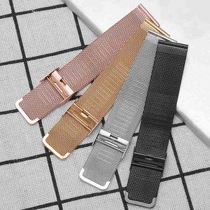 Strap 8mm 10mm 12mm 14mm 16mm 18mm 20mm 22mm 24mm Rose Gold Black Blue Stainless Steel Band Mesh Milanese Loop Leather G220420
