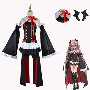 Seraph of the end Krul Tepes Cosplay Costume Outfit Dress Carnival Women Girl Uniform Parrucca per Halloween