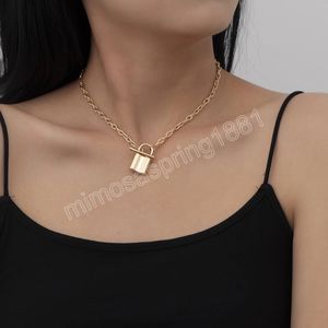 Damen Minimalismus Lange Kette Liebhaber Vorhängeschloss Anhänger Halskette Mode Mädchen Halsschmuck Geschenk