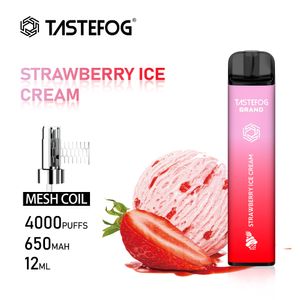 JC Tastefog Grand uppladdningsbar 4000Puffs 0% 2% 5% NC Strawberry Ice Cream Electronic Cigarette Disponible Vape Pen Posental