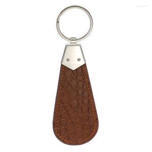 Keychains 1Pcs 10cm Leather Portable Shoe Horn Mini Shoes Lifter Tool Professional Slip Shoehorn With Key Holder Emel22