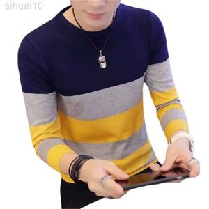 Autumn Winter Neck Sweater Korean Style Slim Standed Men Warm Sticked tröja L220801