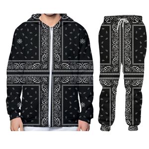 Men's Tracksuits Cashew Flower Baroque Pattern Men Tracksuit Clothes Sweatpants 2 Piece Winter Oversized Big Size Harajuku Trend Young Cool