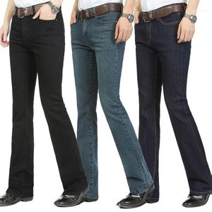 Men s Jeans Male Bell Bottom Denim Trousers Slim Black Horn Boot Cut Clothing Casual Business Flares