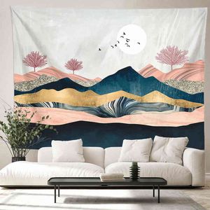 Wall Carpet Sunset Mountain Series Beach Mat Dormitory Decoration Living Room Bedroom Background Hanging J220804