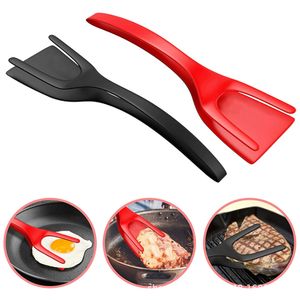 Utensílios de cozinha 2 em 1 nylon multifuncional não-bastão clipe tong spatula ovos de cozinha panqueca pizza pizza ys0003