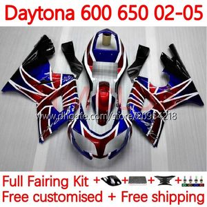 Body motocyklowe dla Daytona600 Daytona650 02-05 Bodywork 148NO.12 Cowling Daytona 650 600 CC 02 03 04 05 Daytona 600 2002 2003 2004 2005 ABS Fairing Kit Blue Flag Flag