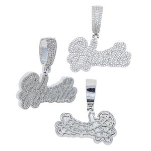 New Punk Styles Mulheres Mulheres Hip Hop Hustle Letter Pingente Colar Gelado Out Bling 5A Cz Cúbica Zircônia Colar Punk Rapper Jóias Atacado