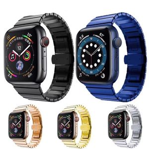 مناسبة لأشرطة Apple Watch Top Design Butterfly Buckle Steflic Steel Metal Bandband 38mm 40mm 42mm 44mm Watchbands