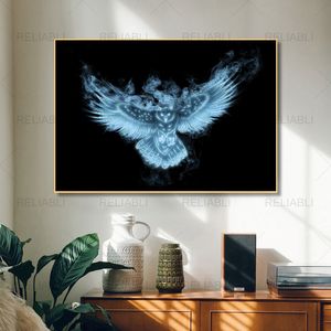 Blue Light Eagle Animal Posters and Prints Modern Canvas Painting Eagle Art Wall Picture for Living Room Home Decor No Frame