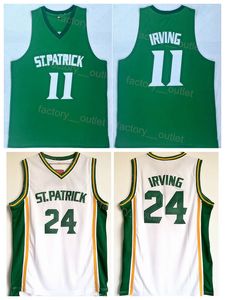 ハイスクールセントパトリックバスケットボール11 24 Kyrie Irving Jersey Team Green White Color Spor Sport Fans University University College Stitched High Quality