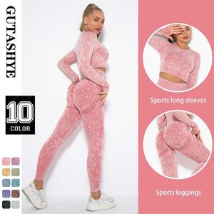 Yoga Kleidung Set Sport Anzug Frauen tragen Outfit Fitness Sportlich Tragen Gym Nahtlose Workout Kleidung Für 220330