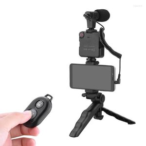 Tripods Smartphone Vlog Vlogging -Kit mit Tripod Fill Light Integration Fernbedienungs -Mikrofon -LED für SLR Camera Selfie Live Loga22
