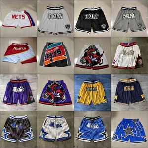 2021 Team Basketball Short Just Don Retro Purple Sport Shorts Hip Pop Pant With Pocket Zipper Sweatpants Black Red Yellow Mens Stitched Good