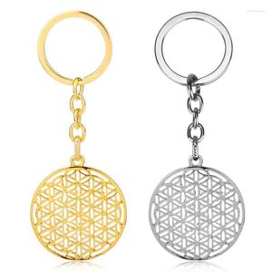 Keychains Fashion Creative Geometry Merkaba Life Spirit Digital Password Keychain Flower Of Bag Pendant Key Ring Accessories Miri22