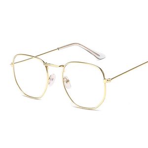 أزياء النظارات الشمسية إطارات صغيرة سداسي سداسي سبيكة الذهب نظارات Gold Frame Classic Optics Oeglasses شفافة واضحة العدسات