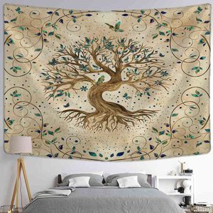 Tapestry Tree of Life Art Tapestry parede pendurada em ioga boêmia Mat tamanho grande sh
