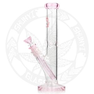 10 inches Hello Pink KT bong hookah beaker glass Bongs Straight tube smoking water pipe dab rig shisha for gifts