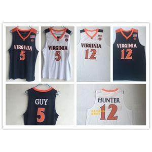 XFLSP NIKIVIP Nya mästare Virginia 12 De'Andre H Kyle Guy White Jersey #5 Uva Acc Men's College Basketball Jersey Stitched Brodered S-5XL