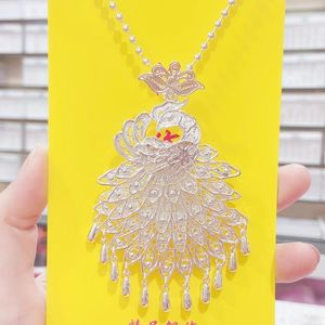 Pendant Necklaces LosoDo Ethnic Style Jewelry Female Miao Silver Multi-layered Peacock Necklace Classic Phoenix Tassel Woman's Accessori