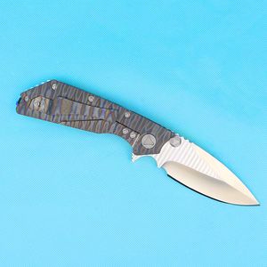 Flipper Knife D2 Satin Drop Point Blade TC4 Maniglia in lega di titanio Cuscinetto a sfera Rondella Sopravvivenza Coltelli pieghevoli tattici con strumenti di riparazione 2 Stili di impugnatura