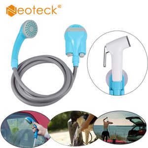 Neoteck Portable Camping Shower Set USB DC 12V Tryckdusch Vandring Utomhusresbil Pet Washer Handheld Kit Bathing 201105