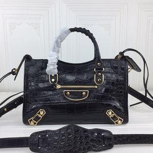 Realmente Top Quality City Le Cagole Motocicleta Bolsas de Ombro Mulheres Senhora Designers de Luxo Couro Genuíno Crocodilo Crossbody Carteira Bolsa Pochette Retro Vintage