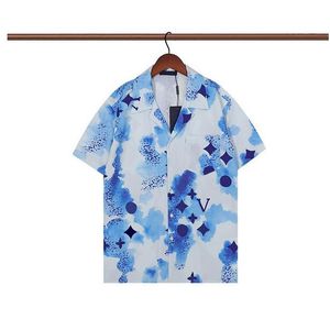 Lyxdesigner skjortor Mens T-shirts Fashion Geometric Print Bowling Shirt Hawaii Floral Casual Shirts Men Slim Fit Short Sleeve Variety