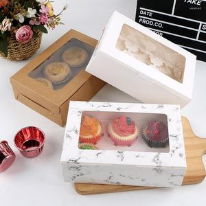 10pcs set mini boîtes cadeaux à gâteau kraft en papier cupcakes tartes tartes emballage box de mariage anniversaire de mariage favor