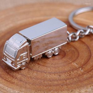 Nyckelringar Mini Metal Truck Key Ring Lorry Car Keychain Creative Gift Lovely For Men 3D tredimensionell Big Pendant Fred22