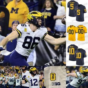 Con rara maglia da football del Michigan Wolverines College Tom Brady Bell Woodson Haskins Cade McNamara J.J. McCarthy Blake A.J. Henning