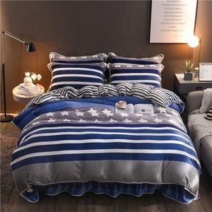 new Fleece fabric cotton Luxury Bedding Set Soft Bedclothes Duvet/Quilt Cover Bed Linen sheet set 4 Pieces Bedding Sets T200822