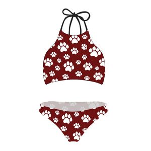 Costume da bagno per le donne Crop Top sexy Bikini Set Cute Dog Pow Print Estate bikini brasiliano Costume da bagno femminile Plus Size Costumi da bagno 220616