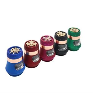 63mm Diâmetro moinho de vento Grinder Acessórios para fumantes Cubra o tabaco com 4 camadas LIGO DE LIGO DE ZINC Material de tinta de borracha Herva para narguilé Gr397