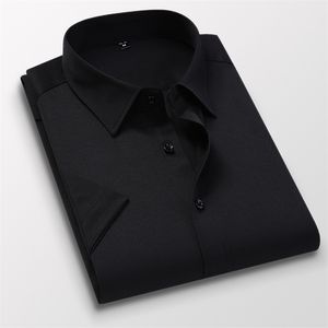 Mäns Klänning Shirts Casual Short Sleeve Mode Vit Svart Blå Röd Rosa Slim Trend Business Formell Kläder Man Kläder 220323