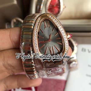 2022 BVF bv102098 102680 Swiss Quartz Movement Womens Watch Diamond Bezel Gray Dial Rose Gold Silver Two tone Long Winding Bracelet eternity Fashion Lady Watches