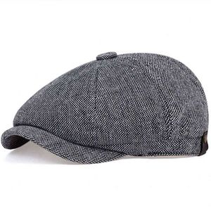 Novo unisex outono inverno newsboy bonés homens e mulheres quente tweed octogonal chapéu para masculino detetive chapéus retro tampas planas j220722