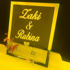 Decoração de festa Nome do casamento personalizado Mirror acrílico Nomes de quadros bem -vindo aos convidados Sinais de palavra decoração favorparty