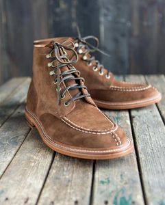 Landkleid Mit Stiefeln großhandel-Boots Mode Männer Leder Dress Schuhe Western Cowboy Country Knöchel Schnürung Casual Blue Black Schwarz