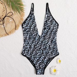 Kvinnors baddräkt i ett stycke Designer One-Piece Swimsuit V Neck Push Up Letter Retro Swimming Swimming 41251