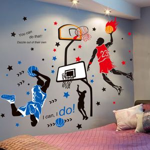 Basketball Player Wall Stickers DIY Kids Rooms Decals for Teenager Boy Bedroom Children Nursery Home Decoration 220607
