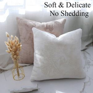 Cushion/Decorative Pillow Luxury Nordic Plush Pillowcase Soft Faux Fur Cushions Tender Delicate Bed Furry Cushion Princess Home Wedding Deco