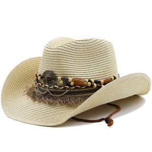 Muschel-Quasten, Cowboy-Strohhüte, Sommer-Strand-Sonnenhut für Damen und Herren, trendige, gewebte, atmungsaktive Schutz-Jazz-Hüte