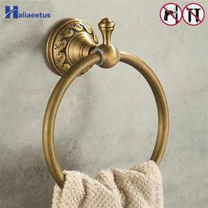 Nail Free Towel Ring Antique Bronze Classic Bathroom Accessories Bath Towel Holder T200605